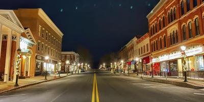 View down street of shops