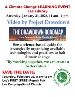 Learn how we can work together to address climate change - January 24th 11-1 - Lee Library