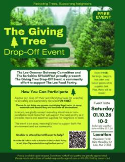 Recycle your holiday greens for FREE, support the Lee Food Pantry, enjoy music, food, and drink - January 10 at Meadow Farm
