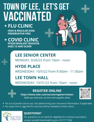Flu and COVID Clinic 9/26/22 Lee Senior Center