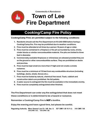 Cooking & Camp Fire Policy